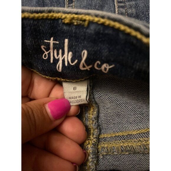 Style & Co Straight Leg women's blue medium wash mid rise casual jeans size 6 - Picture 6 of 10